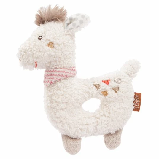 Baby Fehn Greifling mit Rassel Lama Maya - Peru 1 Baby Fehn Greifling mit Rassel Lama Maya - Peru