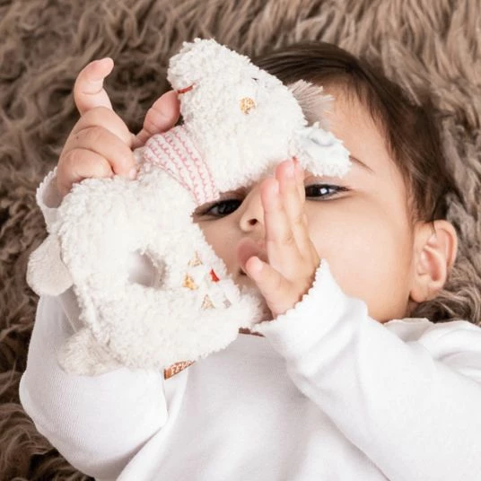 Baby Fehn Greifling mit Rassel Lama Maya - Peru 2 Baby Fehn Greifling mit Rassel Lama Maya - Peru – Bild 2