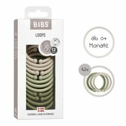 Bibs Kinderwagenkette - Loops 12er Pack - Vanilla / Sage / Olive -Günstiges Babyspielzeug Geschäft bibs kinderwagenkette loops 12er pack vanilla sage olive 900234 d2