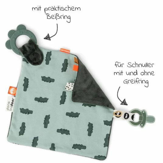Done by Deer Schmusetuch mit Beißring & Schnullerhalter - Croco - Grün 2 Done by Deer Schmusetuch mit Beißring & Schnullerhalter - Croco - Grün – Bild 2
