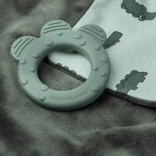 Done by Deer Schmusetuch mit Beißring & Schnullerhalter - Croco - Grün 3 Done by Deer Schmusetuch mit Beißring & Schnullerhalter - Croco - Grün – Bild 3