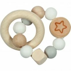 Goki Elastik - Greifling mit Silikonperlen - Sternchen - Grau