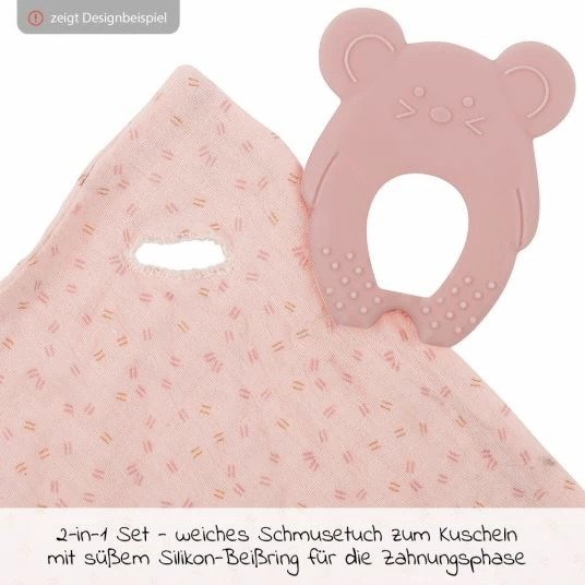 Nattou 2-tlg. Set Schmusetuch mit Silikon-Beißring - Grey White 2 Nattou 2-tlg. Set Schmusetuch mit Silikon-Beißring - Grey White – Bild 2