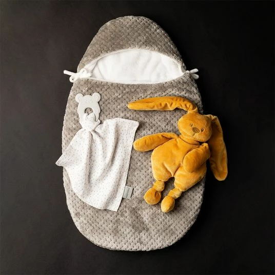 Nattou 2-tlg. Set Schmusetuch mit Silikon-Beißring - Grey White 4 Nattou 2-tlg. Set Schmusetuch mit Silikon-Beißring - Grey White – Bild 4