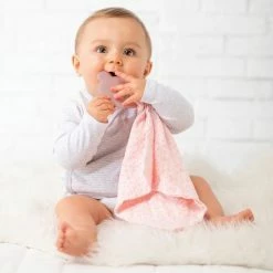Nattou 2-tlg. Set Schmusetuch mit Silikon-Beißring - Light Pink -Günstiges Babyspielzeug Geschäft nattou 2 tlg set schmusetuch mit silikon beissring light pink 877855 d2