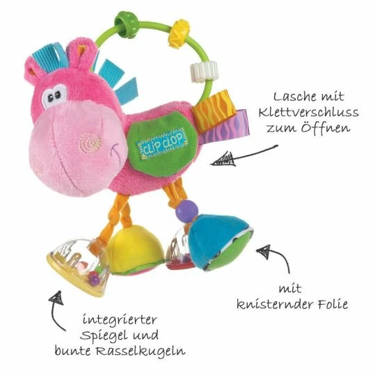 Playgro Rassel Pferd Klipp Klapp - Pink 2 Playgro Rassel Pferd Klipp Klapp - Pink – Bild 2